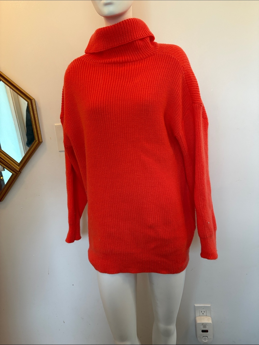 Cozy Women's Orange Turtleneck Sweater - Picture 3 of 4